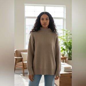 H&M Women's Taupe Turtleneck Sweater M